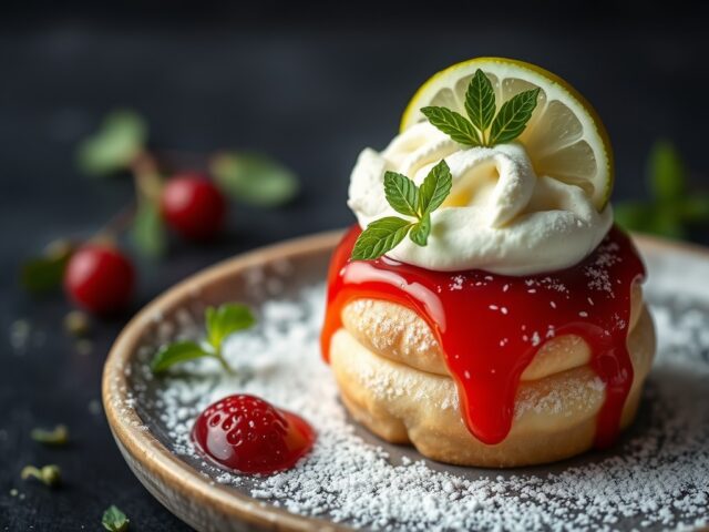 Perziken met mascarpone — AI-gegenereerde illustratie