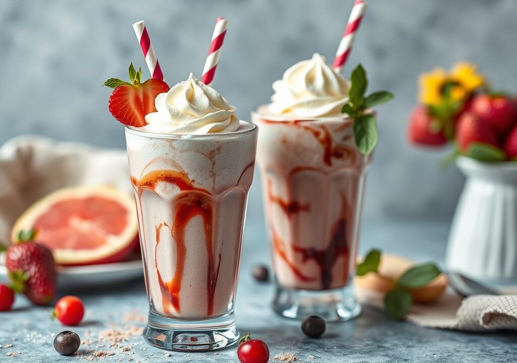 Perzikshake met Maestrichterstroop, AI-gegenereerde illustratie
