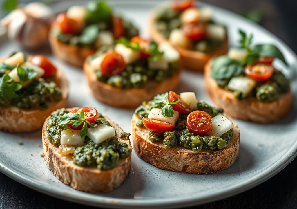 Pesto crostini, AI-gegenereerde illustratie