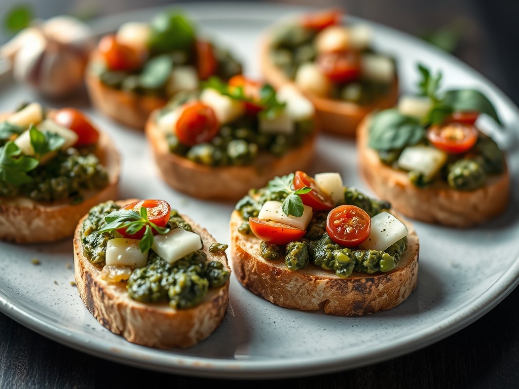 Pesto crostini, AI-gegenereerde illustratie