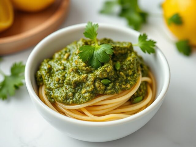 Pesto met Noord- Afrikaanse Invloeden — AI-gegenereerde illustratie