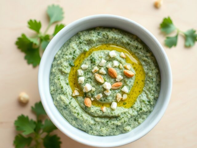 pesto van geitenkaas en koriander