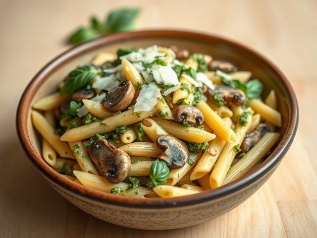 Pestopaddestoelen met penne