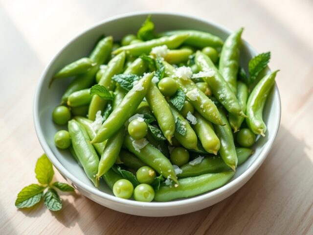 Peultjes en sugarsnaps met munt