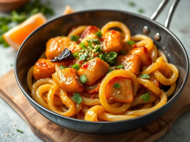 Peultjes uit de wok met sesamzaden + pijnboompitten — AI-gegenereerde illustratie