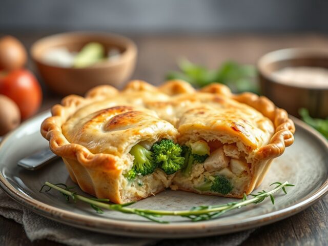 Pie met kip en broccoli