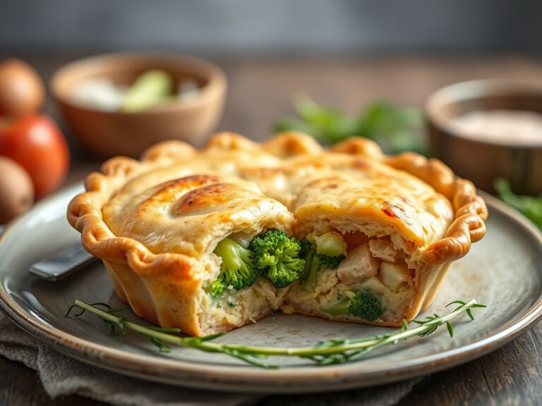 Pie met kip en broccoli