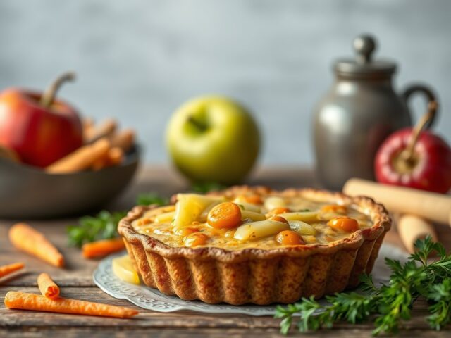 Piepkuiken met krok’pom en opgevulde appel