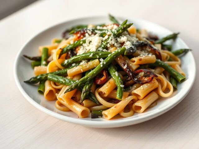 Pijpmacaroni met Gegrillde Groene Asperges