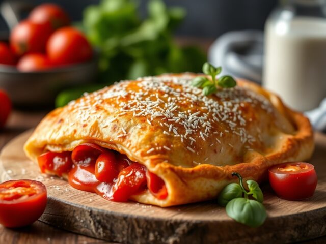 Pikante calzone met pepperoni