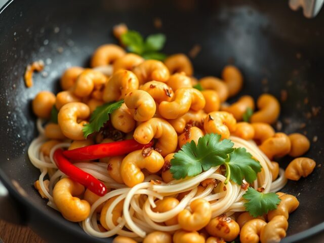 Pikante cashewnoten — AI-gegenereerde illustratie