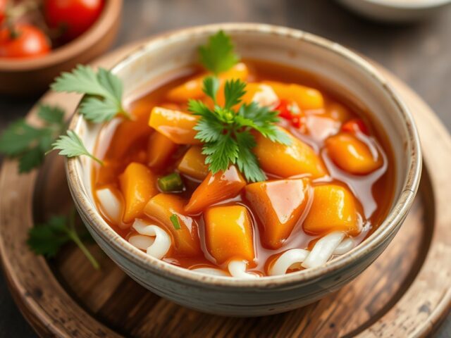 Pikante pruimen saus — AI-gegenereerde illustratie