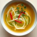 Pikante soep met groente-julienne