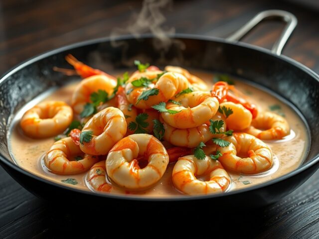 pikanten wok met scampi