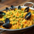 Pilav met mosselen op paella wijze
