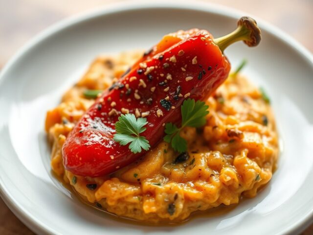 Pincho met paprikapuree