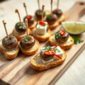 Pinchos van Vlaskaas en champignons