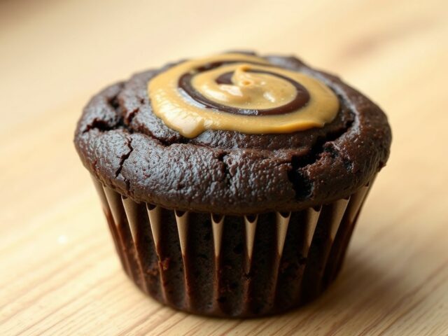 Pindalicious Browniemuffin met pindakaas