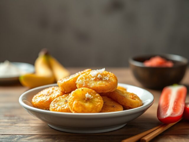Pisang goreng (gebakken banaan) — AI-gegenereerde illustratie