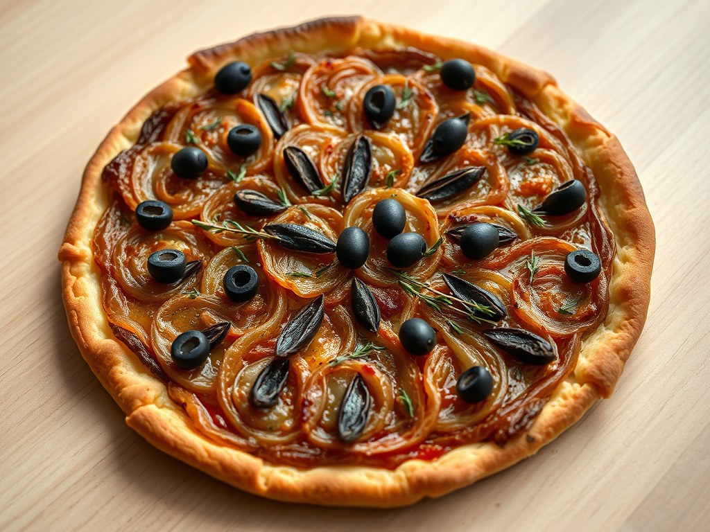 Pissaladière, AI-gegenereerde illustratie