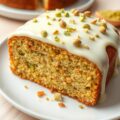Pistachenotentaart overgoten met een witte chocola