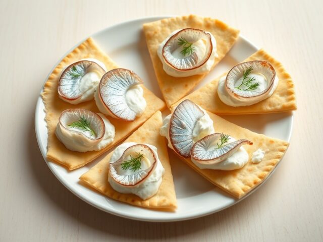 Pitapuntjes met mierikswortel en haring