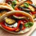 Pittabroodjes met roomkaas en geroosterde groenten