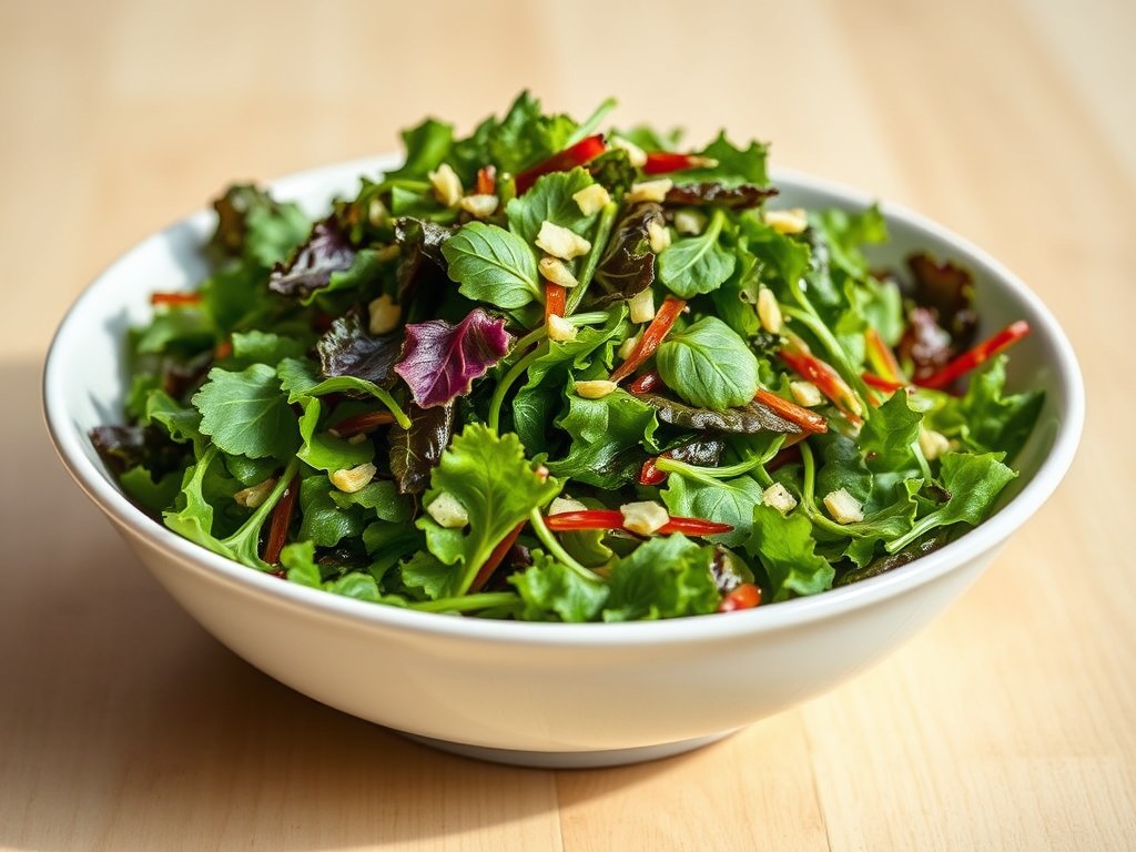 Pittige bladsalade, AI-gegenereerde illustratie