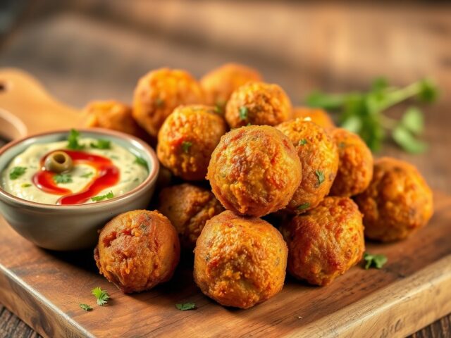 Pittige borrelballetjes met olijvendip
