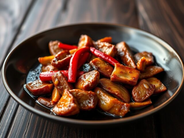 Pittige eend met chilipepers
