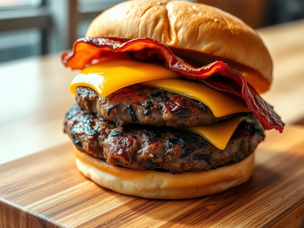Pittige Hamburger, AI-gegenereerde illustratie
