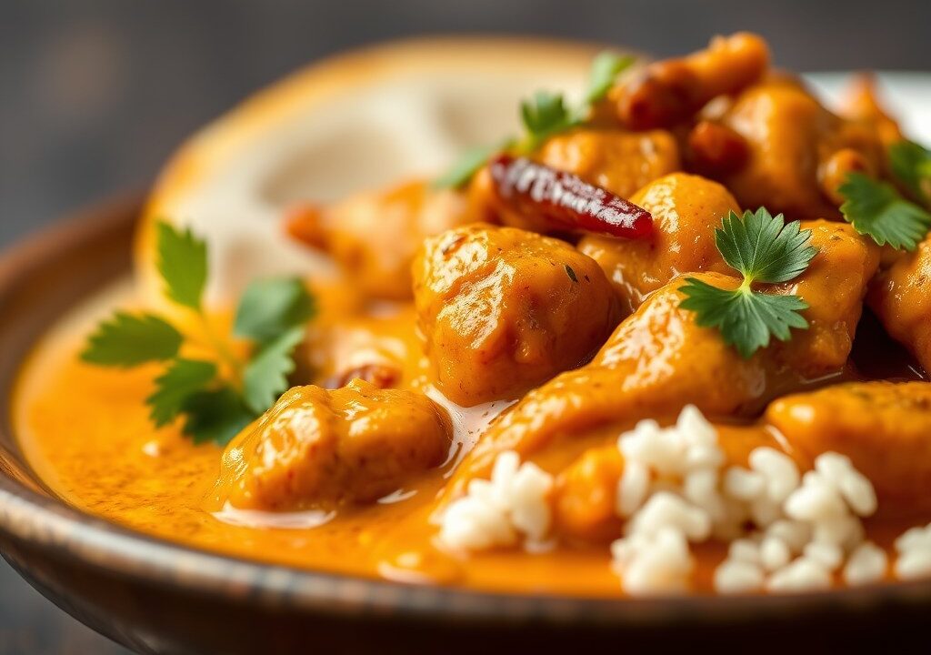 Pittige kipcurry — AI-gegenereerde illustratie