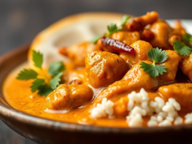 Pittige kipcurry — AI-gegenereerde illustratie