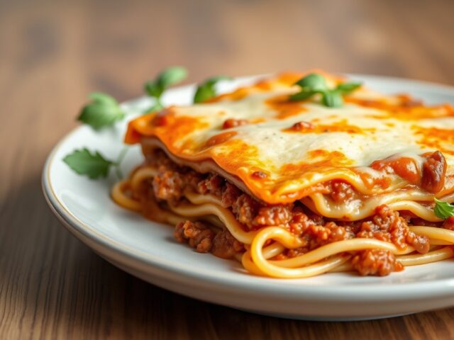 Pittige lasagne — AI-gegenereerde illustratie