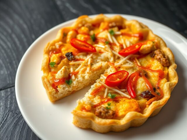 Pittige riijsttaart met krab