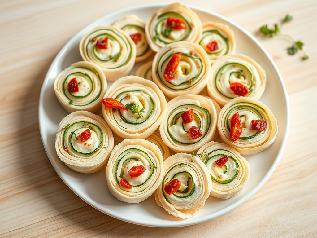 Pittige tortillahapjes met gedroogde tomaatjes, AI-gegenereerde illustratie