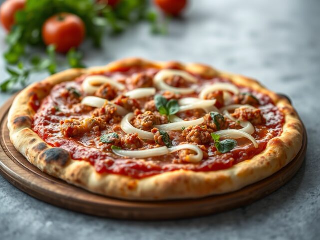 Pizza bolognese — AI-gegenereerde illustratie