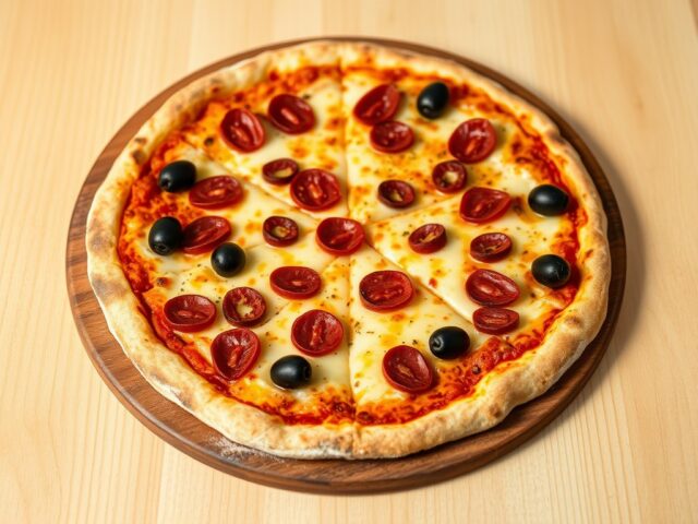Pizza met chorizo en olijven