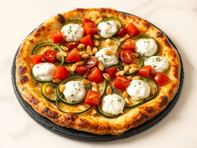 Pizza met courgette en pijnboompitten