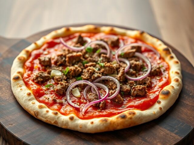 Pizza met lamsgehakt