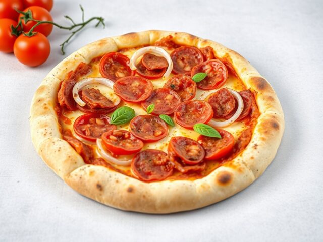 Pizza salami met gevulde rand — AI-gegenereerde illustratie