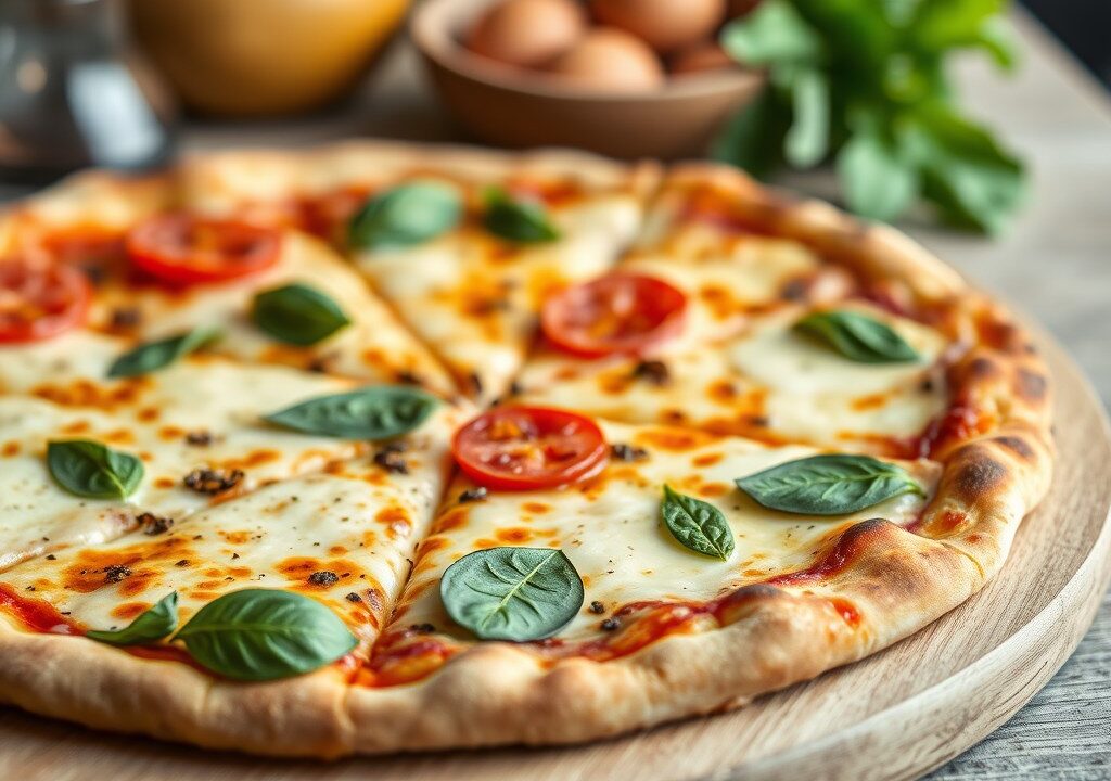 Pizza uit Apulie (pizza pugliese), AI-gegenereerde illustratie