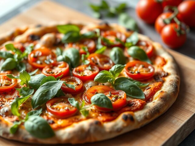 Pizza van bladerdeeg — AI-gegenereerde illustratie