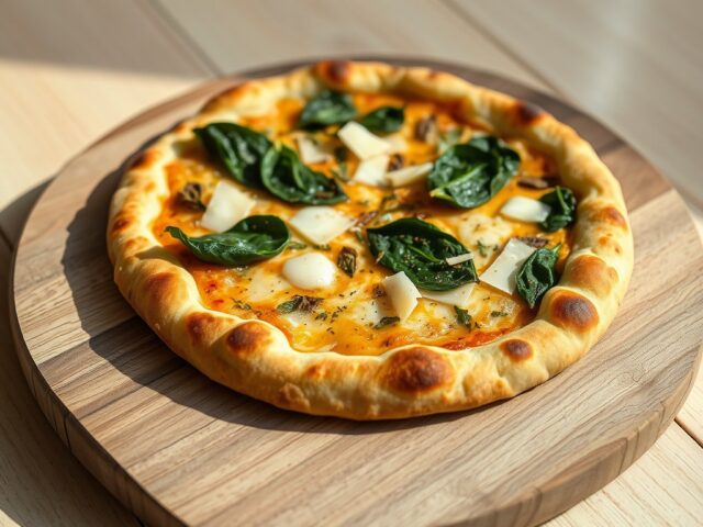 Pizzeta met spinazie en oregano