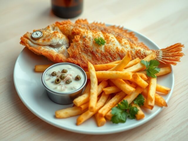 Pladijs gebakken op graat met friet en tartaar