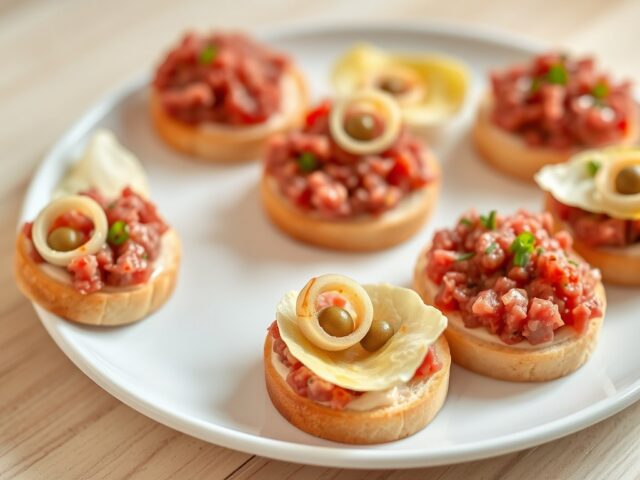 Platte crostini’s met rundertartaar