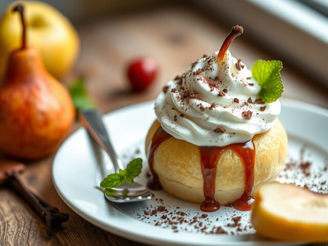 Poire belle Hélène — AI-gegenereerde illustratie