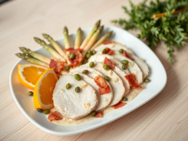 Poirine van parelhoen met asperges