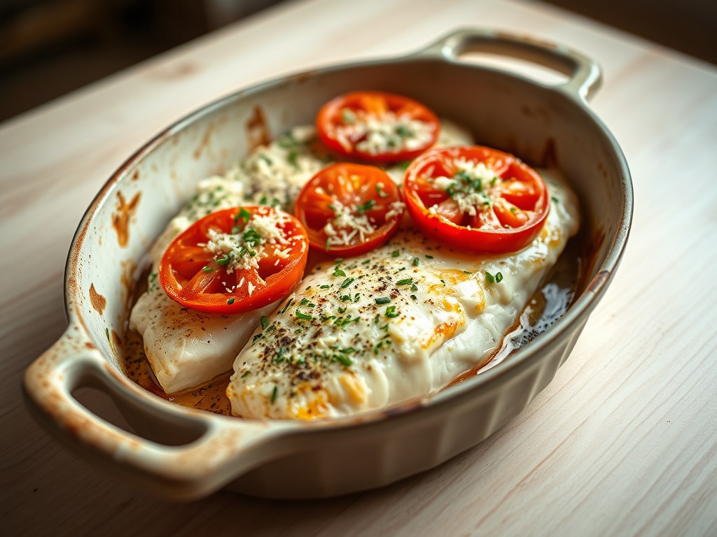 poisson aux tomates au four, AI-gegenereerde illustratie