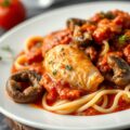 Pollo alla cacciatore (kip op jagerswijze)